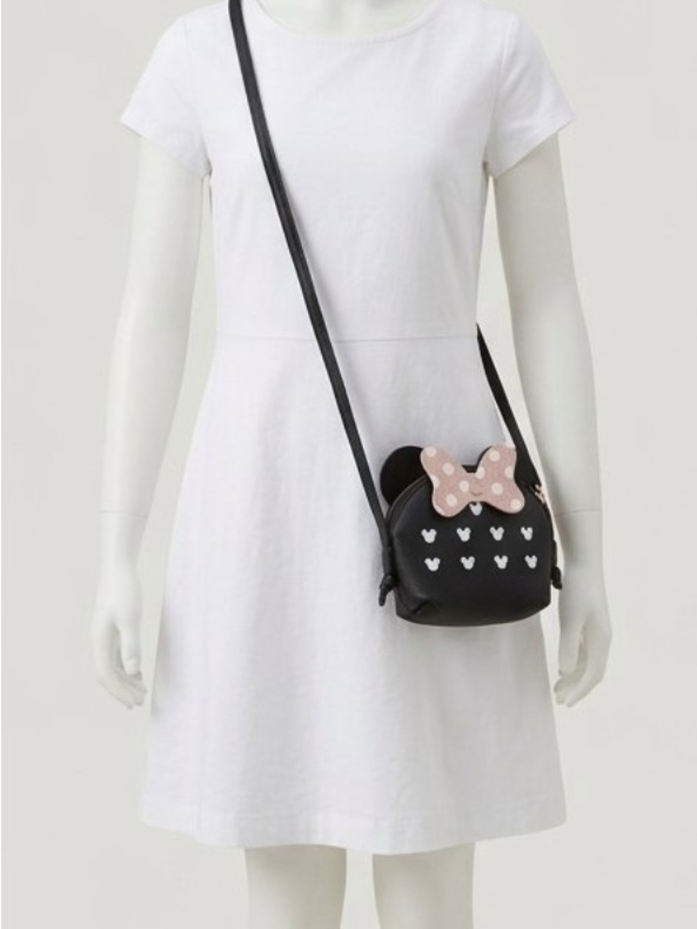Kids Minie Mouse Black Crossbody Bag with Pink Polka-Dot Bow
